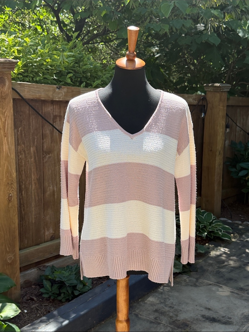 St. John Rugby Striped V-Neck Sweater